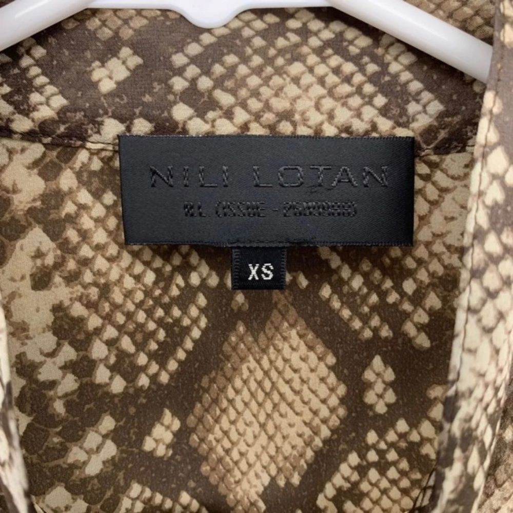 NILI LOTAN Lorena Snake-Print Silk Blouse Long Sleeve Sheer Top Extra Small - Picture 2 of 9